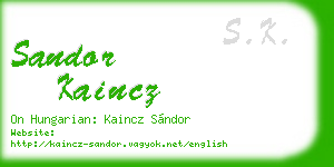 sandor kaincz business card