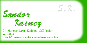 sandor kaincz business card